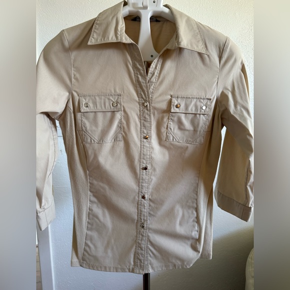 Zac & Rachel 3/4 sleeve shirt for women Small Size Beige Color - Picture 2 of 9